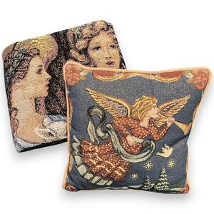 New Tapestry Angel Throw Blanket NWT & Decorative Pillow Christmas Holiday Lot